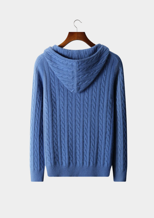 Premium Cashmere Cable Knit Zipper Hoodie | Arventti