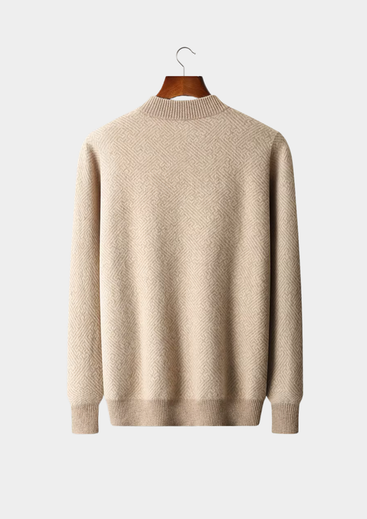 Premium Cashmere Patterned Half-Zip Sweater | Arventti