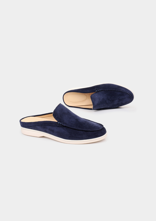 Navy Blue Marina Suede Slipper | Arventti