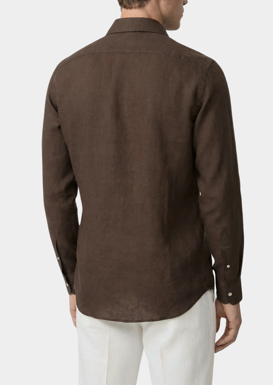Portofino Coastal Shirt - Dark Brown | Arventti