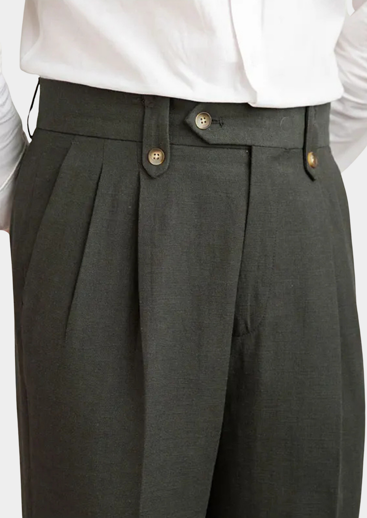 Cagliari Pleated Coastal Trousers - Olive | Arventti