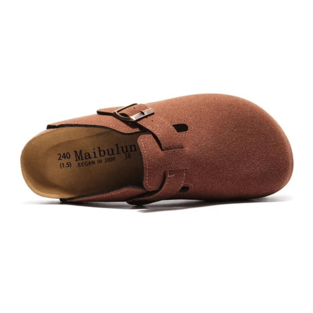 Arventti Suede Boston Clogs - Chestnut
