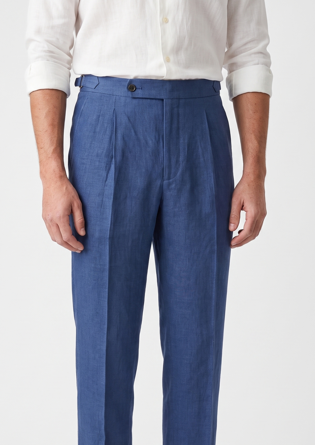 Tuscany Pleated Coastal Trousers - Blue | Arventti