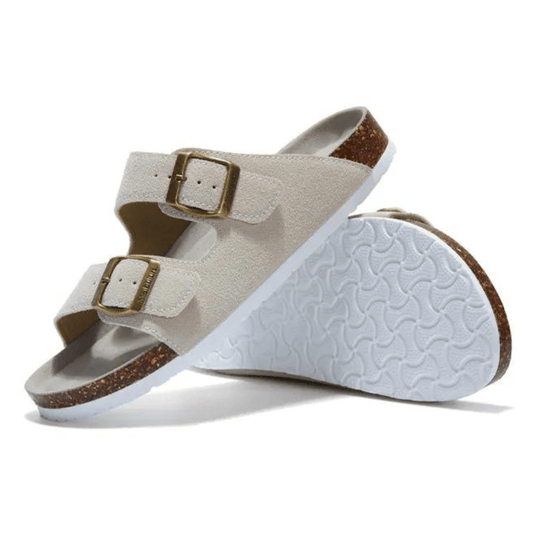 Maibulun Suede Arizona Sandals - Cream | Arventti