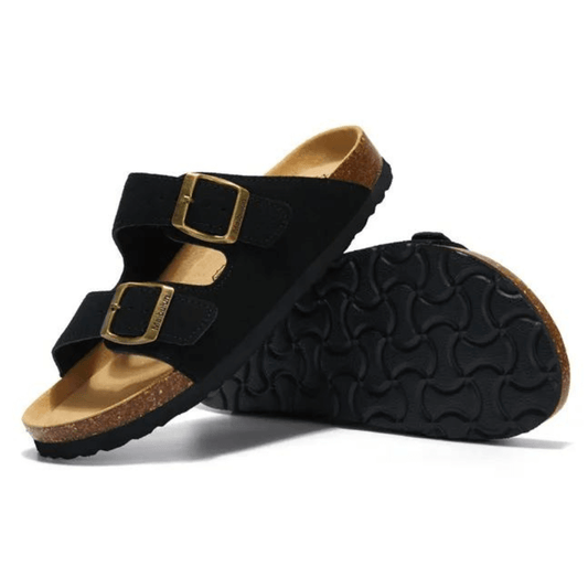 Maibulun Suede Arizona Sandals - Black | Arventti