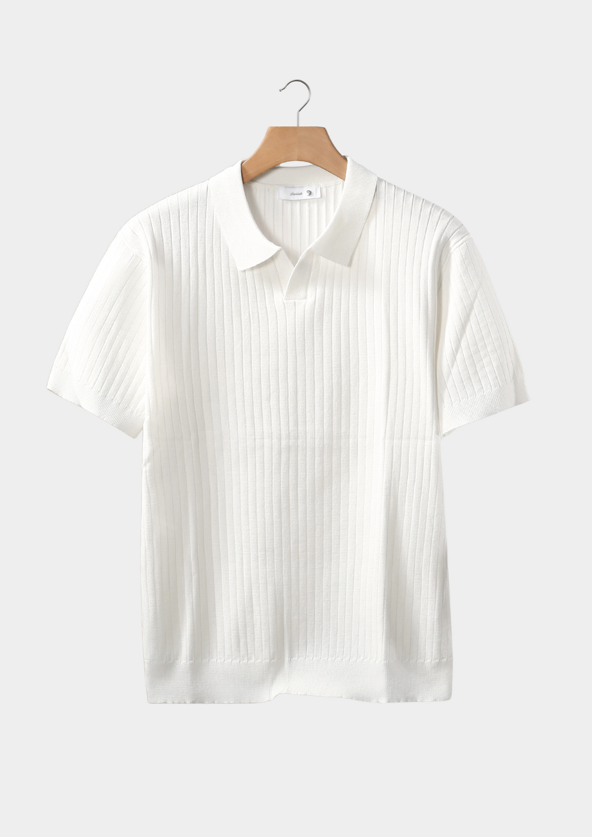 White Ribbed Buttonless Polo | Arventti