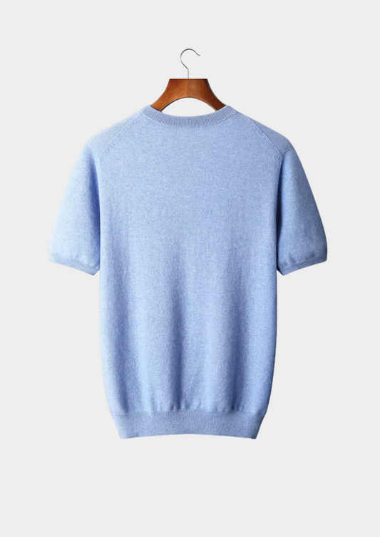 Premium Cashmere Classic Crewneck T-Shirt - Light Blue | Arventti