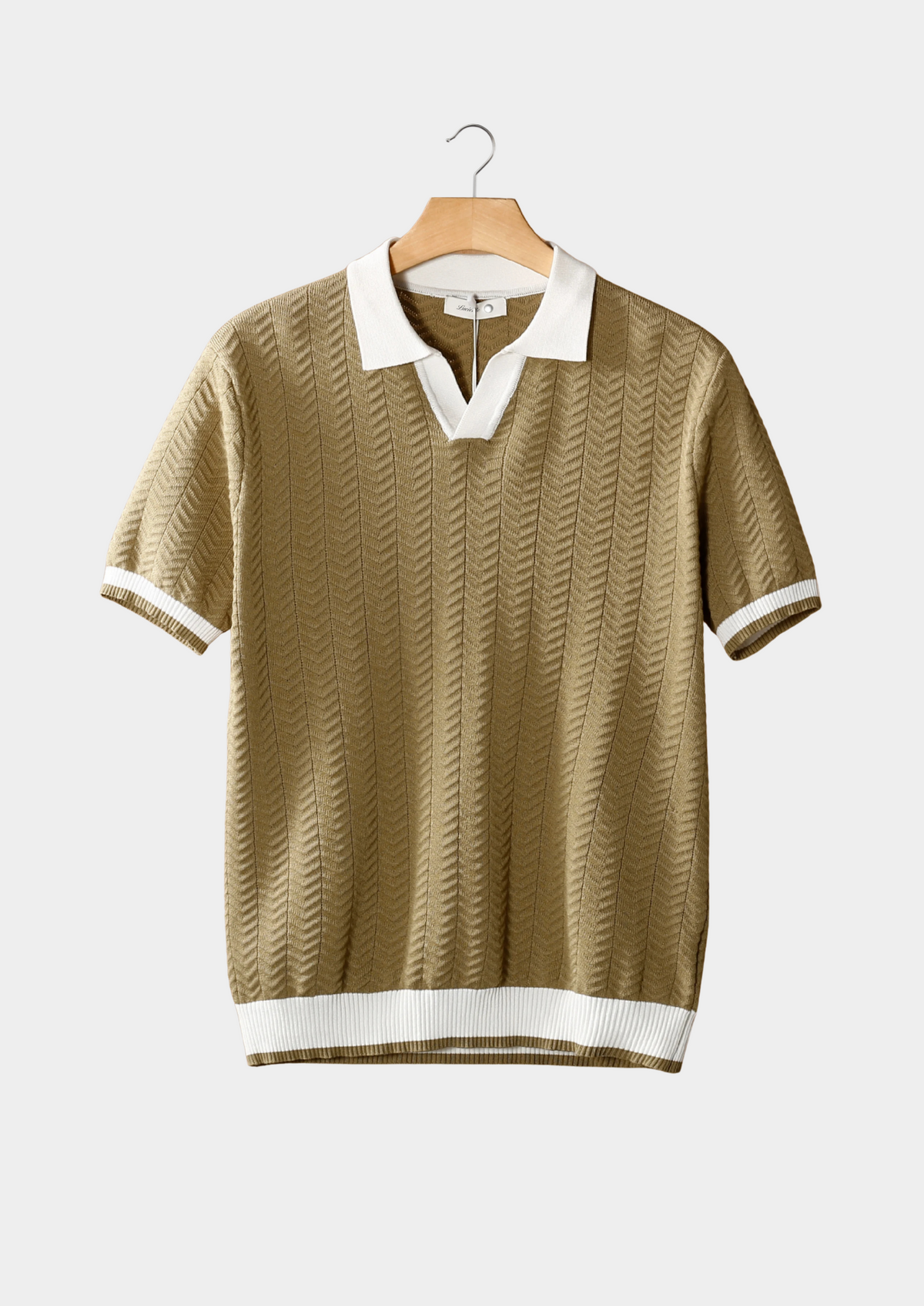 Almond Contrast Textured Polo | Arventti