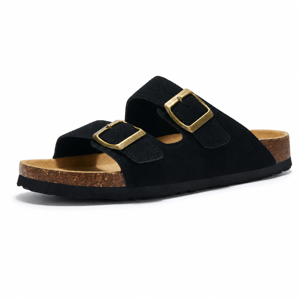 Maibulun Suede Arizona Sandals - Black | Arventti