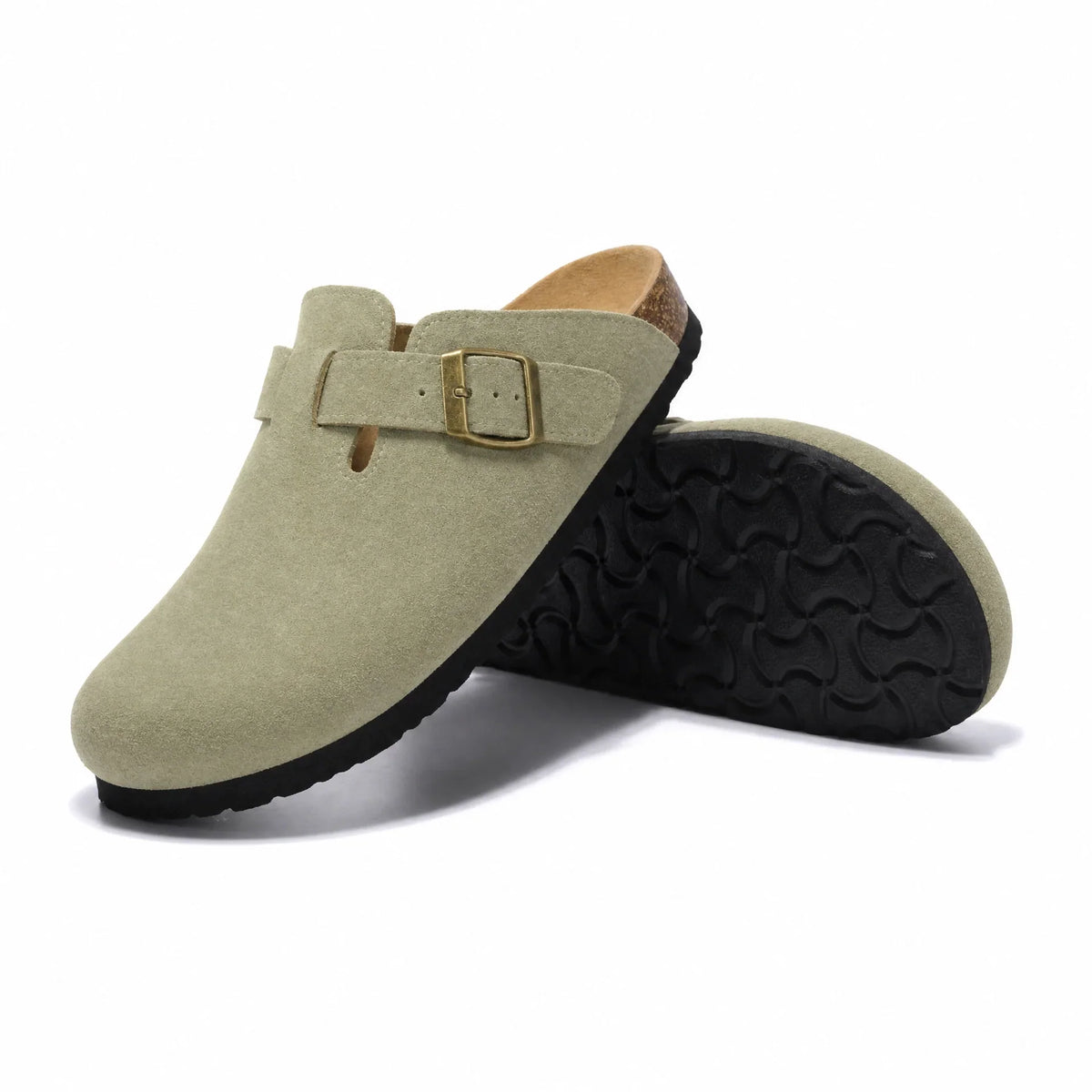 Arventti Suede Boston Clogs - Matcha Green