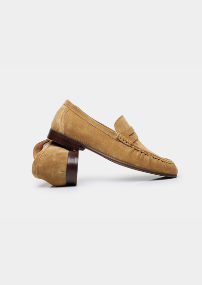 Caramel Classic Penny Suede Loafers | Arventti