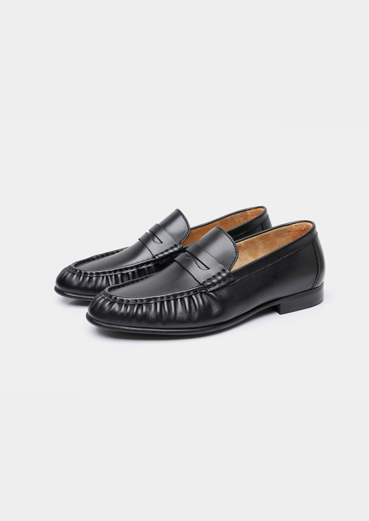 Black Classic Penny Leather Loafers | Arventti