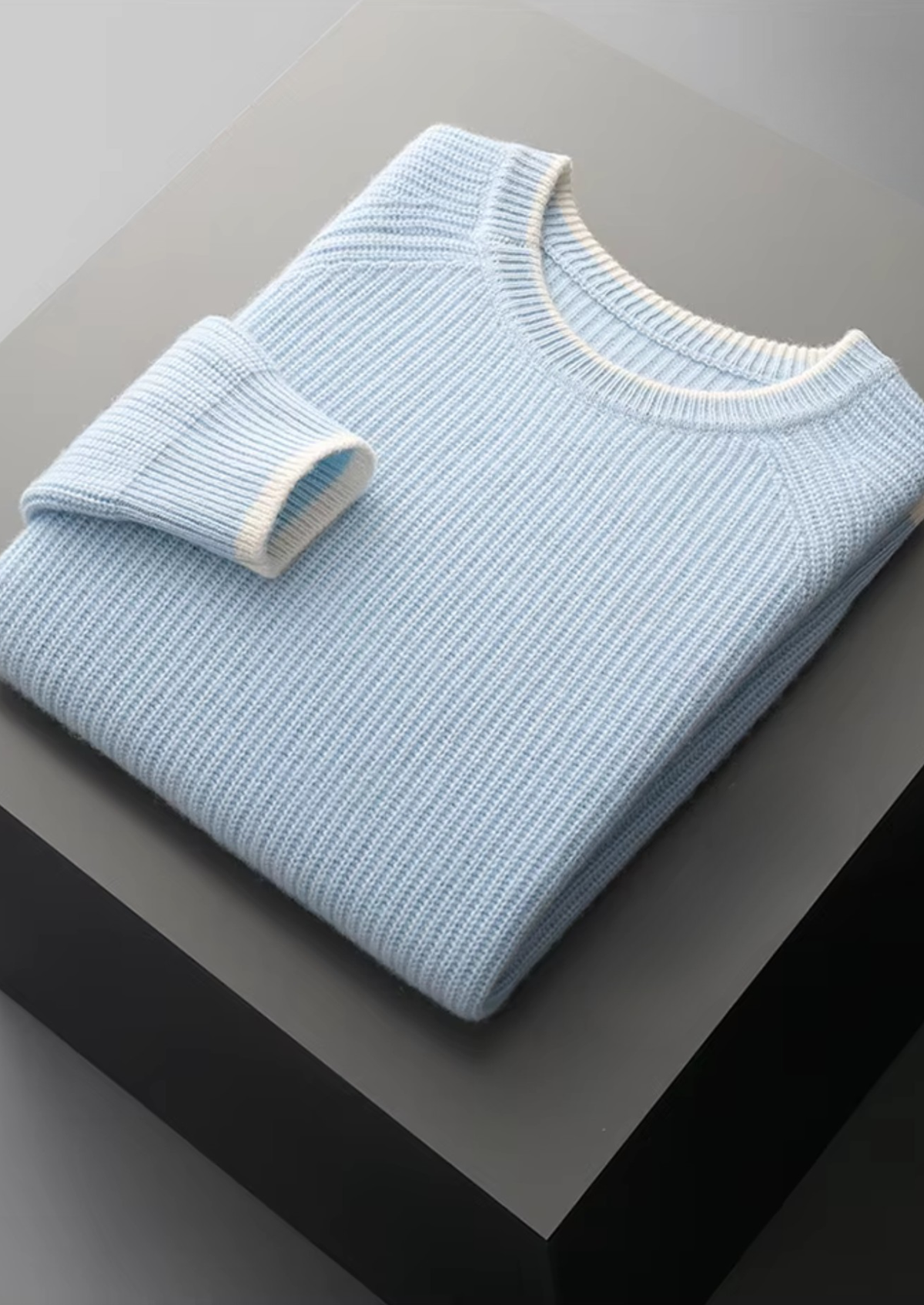 Pure Extra-Fine Merino Wool Two Tone Crewneck | Arventti