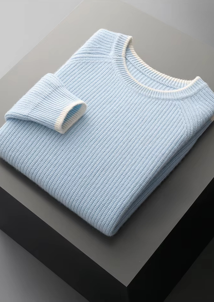 Pure Extra-Fine Merino Wool Two Tone Crewneck | Arventti