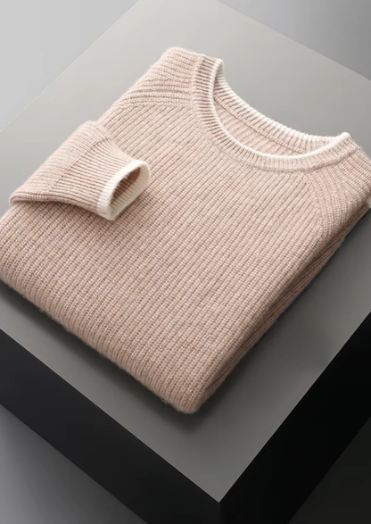 Pure Extra-Fine Merino Wool Two Tone Crewneck | Arventti