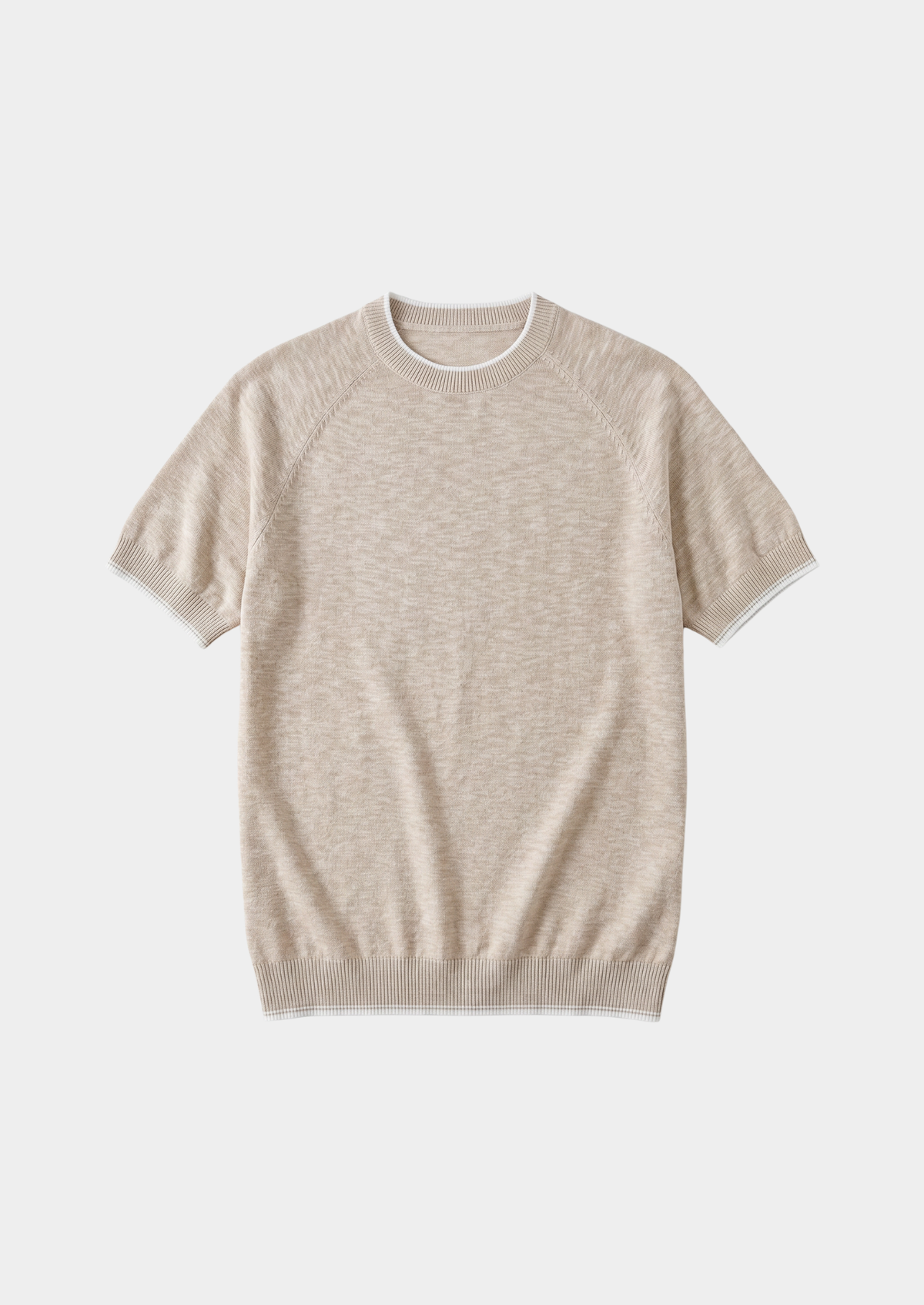 Capri Beige Linen Contrast T-Shirt | Arventti