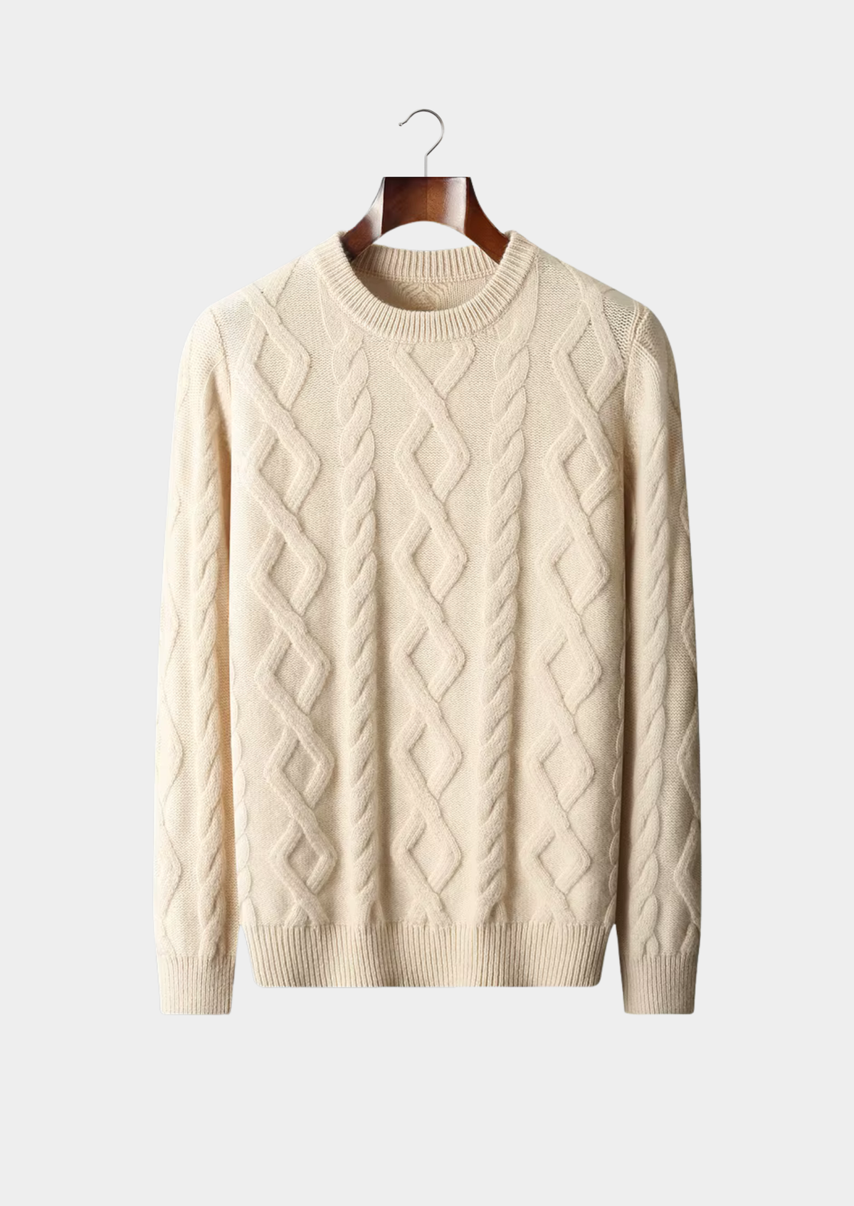 Pure Extra-Fine Merino Wool Wintertime Cable Crewneck | Arventti