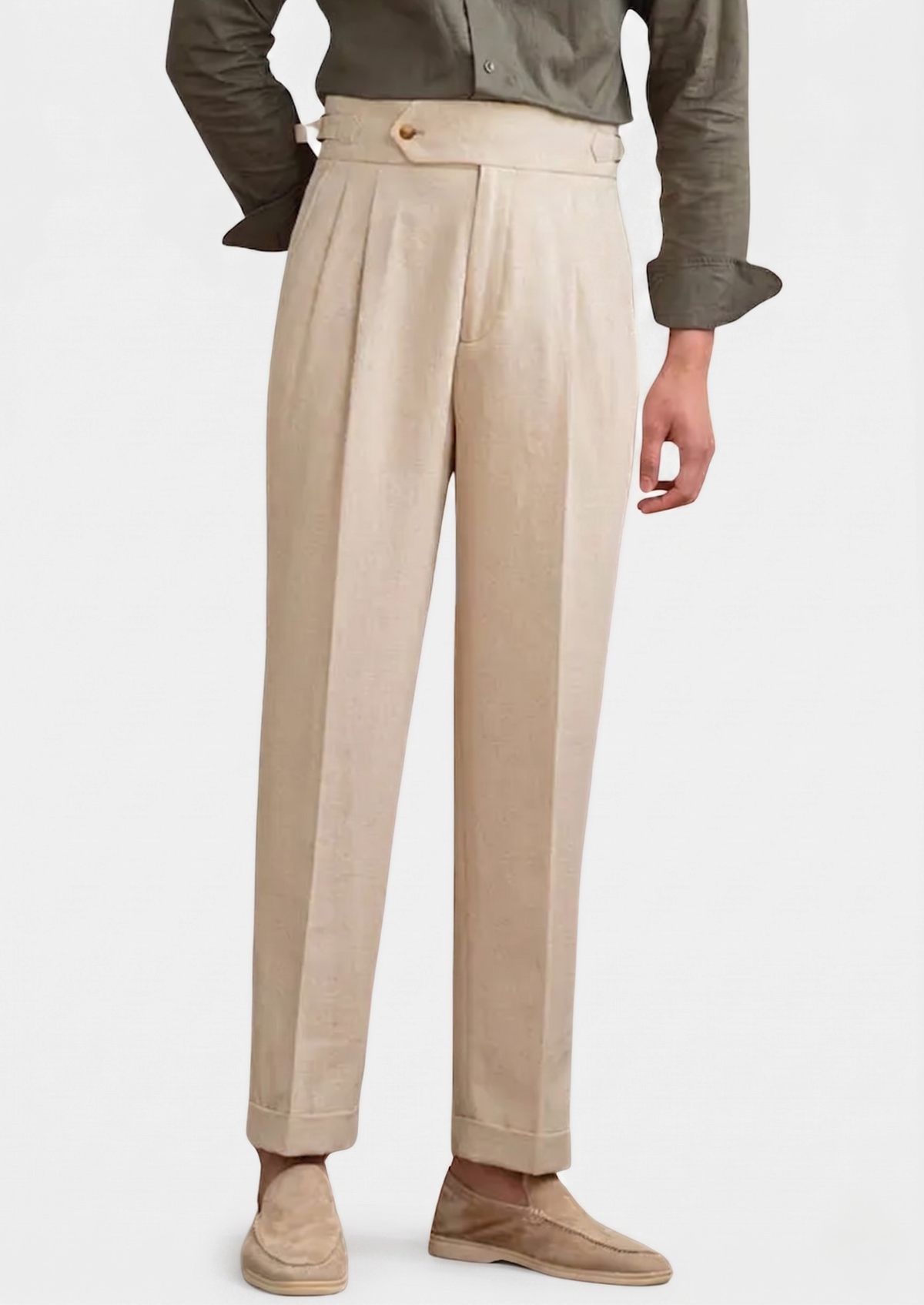 Napoli Pleated Coastal Trousers - Sand | Arventti