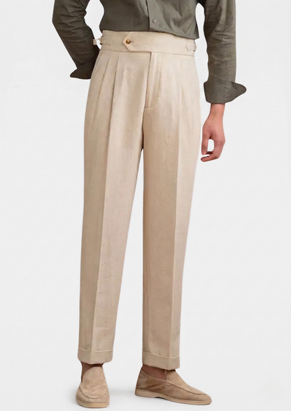 Napoli Pleated Coastal Trousers - Sand | Arventti