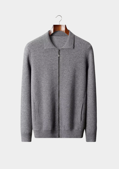 Pure Extra-Fine Merino Wool Polo Zip Cardigan | Arventti