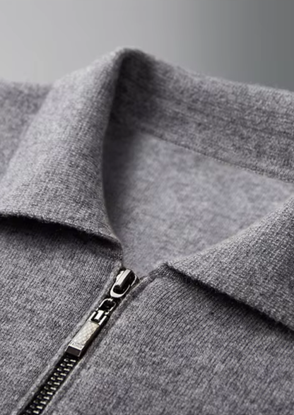 Pure Extra-Fine Merino Wool Polo Zip Cardigan | Arventti