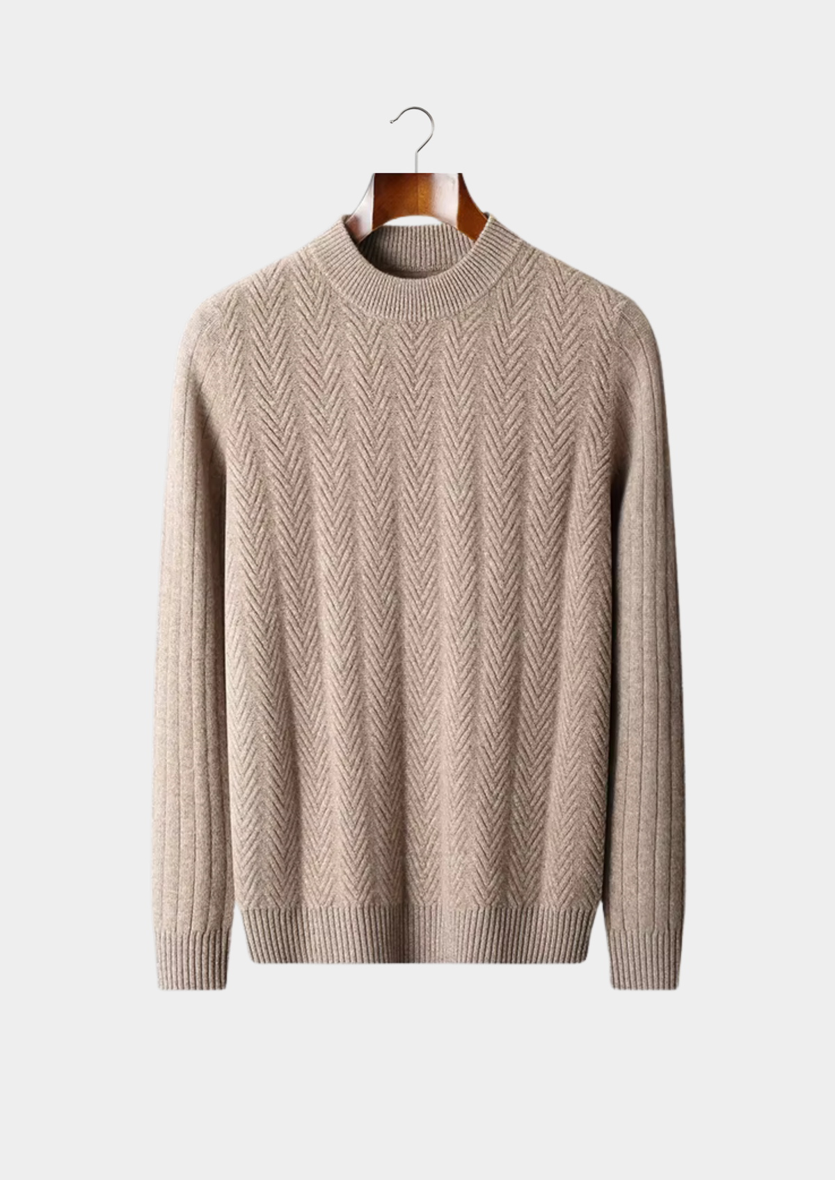 Pure Extra-Fine Merino Wool Herringbone Crewneck | Arventti