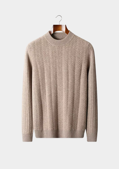 Pure Extra-Fine Merino Wool Herringbone Crewneck | Arventti
