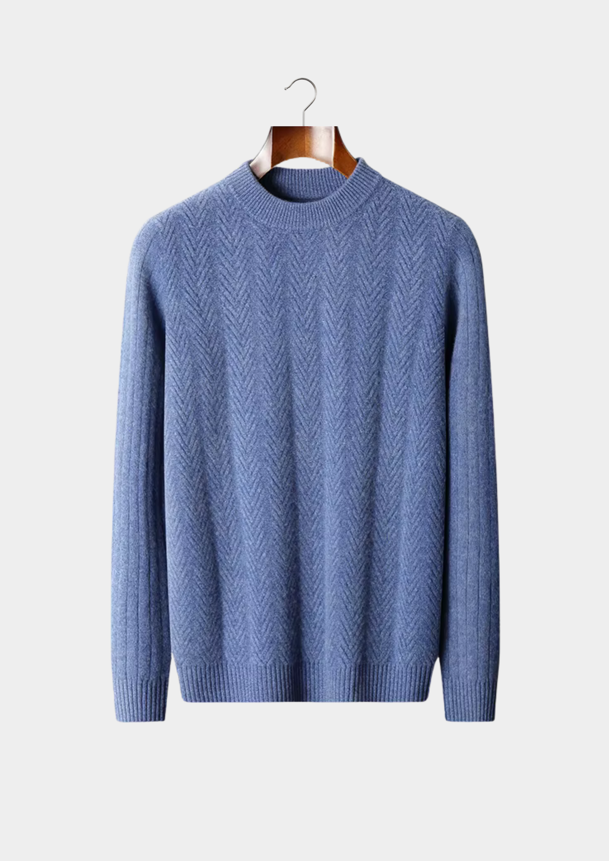 Pure Extra-Fine Merino Wool Herringbone Crewneck | Arventti