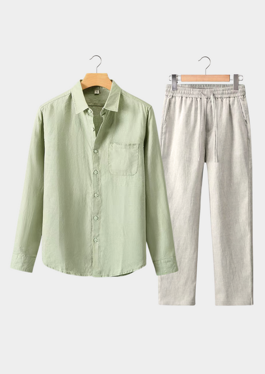 Dolcevita Longsleeve Summer Set - Mint Green/beige | Arventti