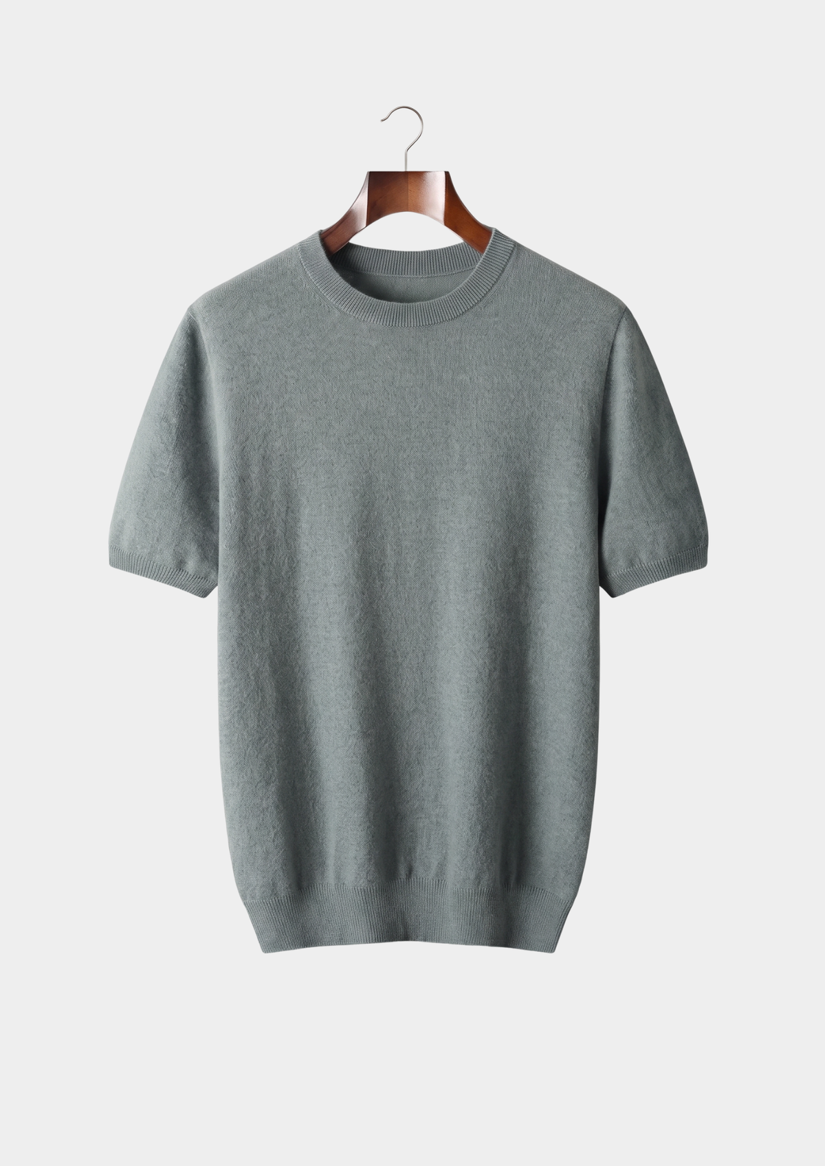 Premium Cashmere Classic Crewneck T-Shirt - Shadow Flint | Arventti