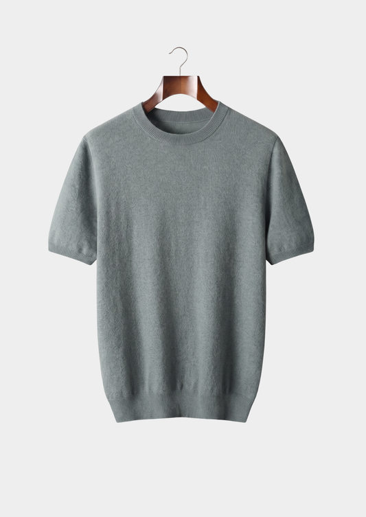 Premium Cashmere Classic Crewneck T-Shirt - Shadow Flint | Arventti