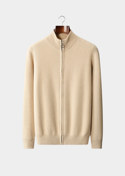 Pure Extra-Fine Merino Wool Ribbed Zip Cardigan | Arventti