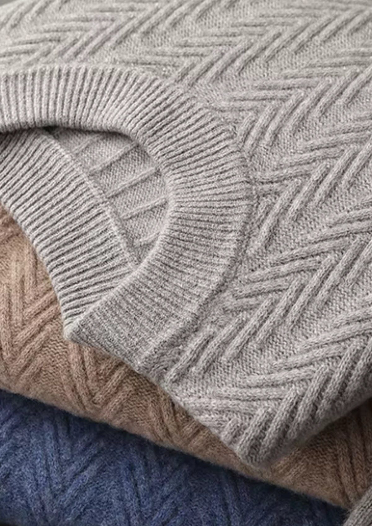Pure Extra-Fine Merino Wool Herringbone Crewneck | Arventti