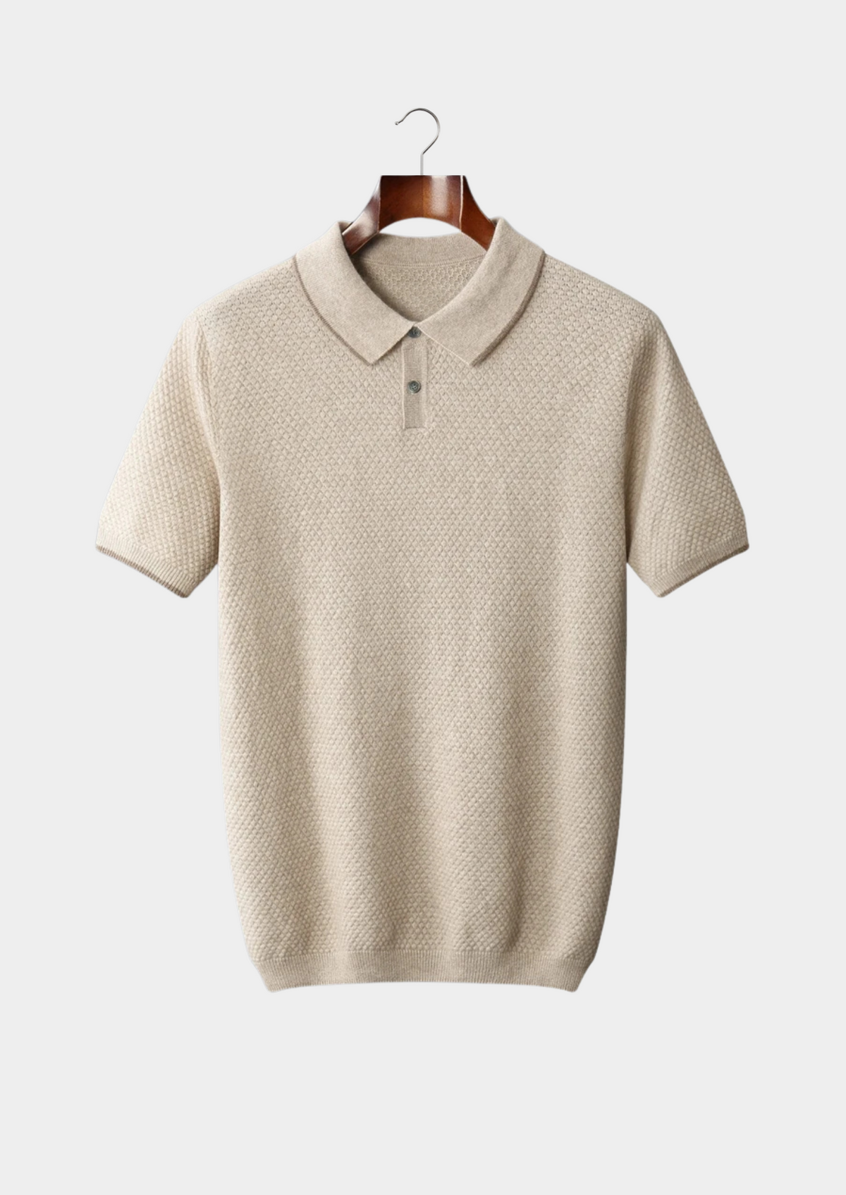 Premium Cashmere Ivory Two-Tone Polo | Arventti