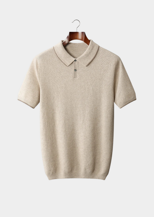 Premium Cashmere Ivory Two-Tone Polo | Arventti