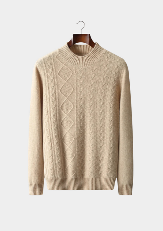 Pure Extra-Fine Merino Wool Jacquard Mockneck | Arventti