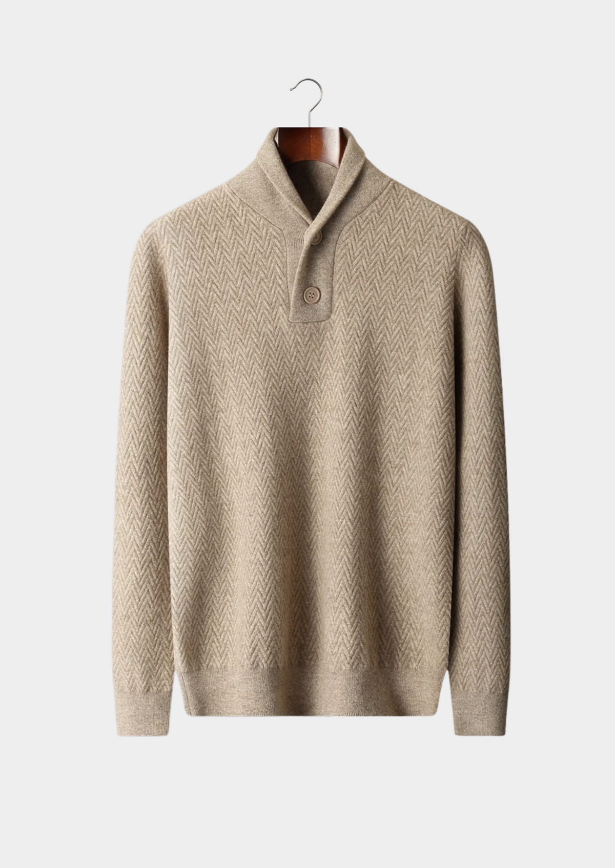Premium Cashmere Zigzag Button Sweater | Arventti
