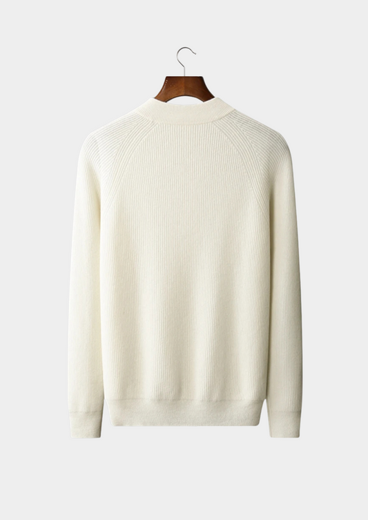 Premium Cashmere Classic Ribbed Henley Sweater | Arventti