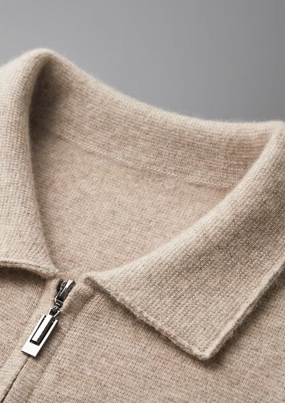 Pure Extra-Fine Merino Wool Zip Polo Cardigan | Arventti