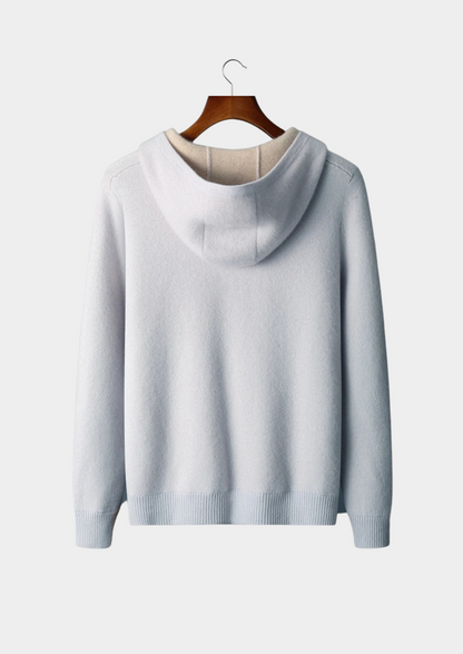 Premium Cashmere Two-Tone Zipper Hoodie | Arventti