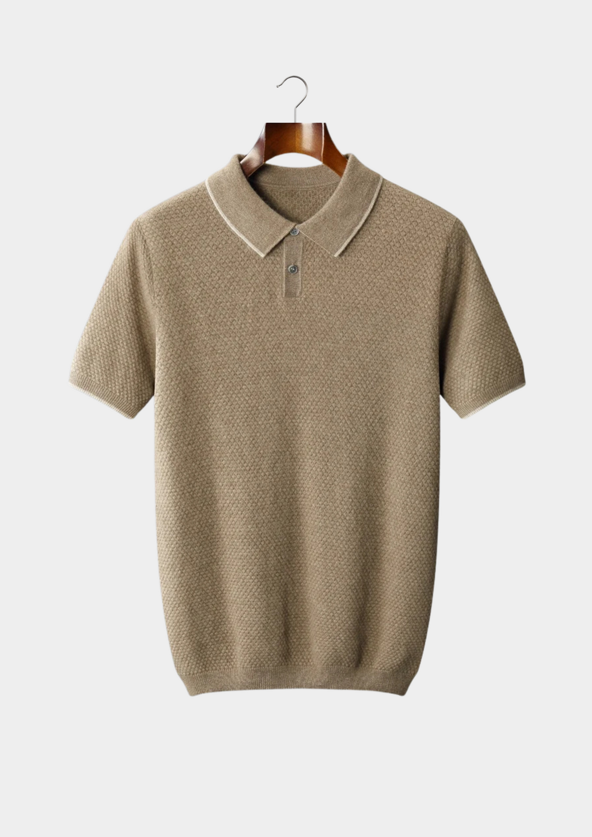 Premium Cashmere Beige Two-Tone Polo | Arventti