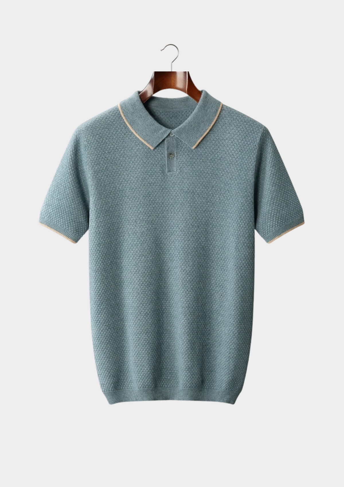 Premium Cashmere Sea Blue Two-Tone Polo | Arventti