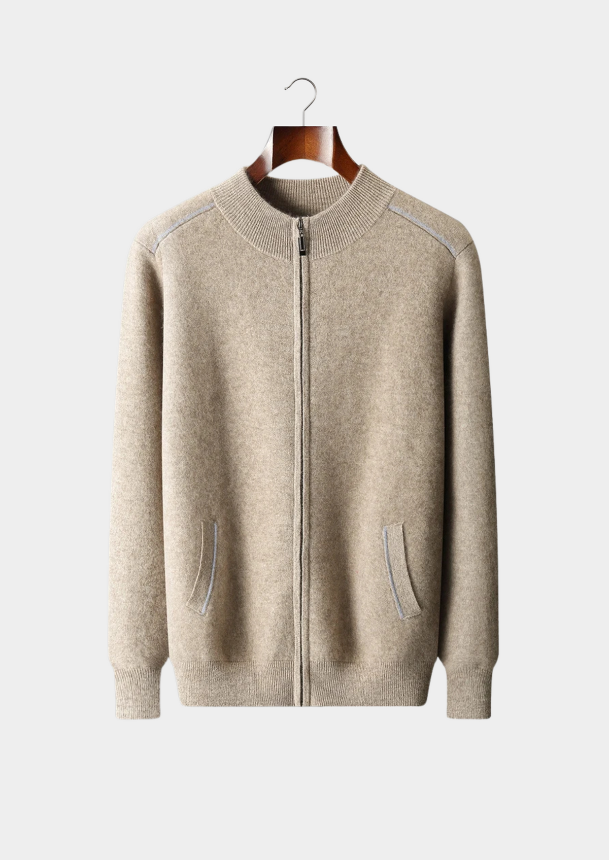 Premium Cashmere Two Tone Zip Cardigan | Arventti