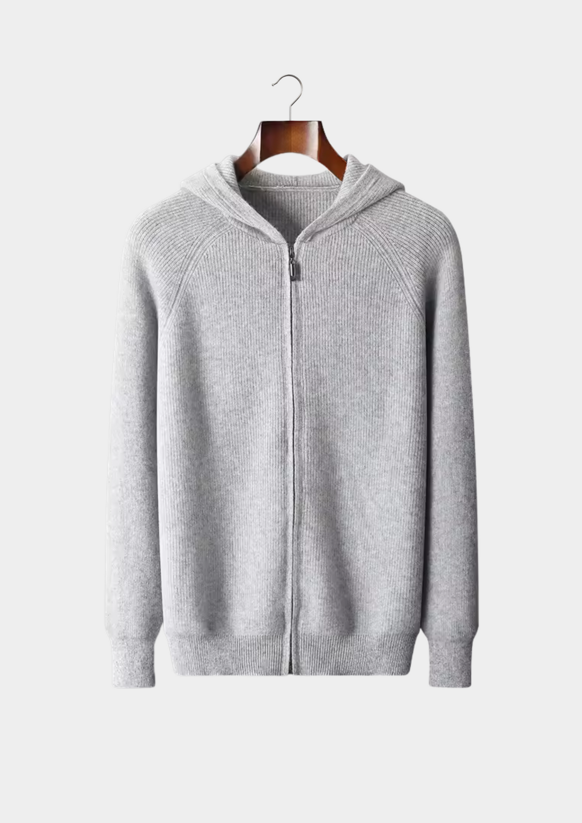 Pure Extra-Fine Merino Wool Ribbed Zip Hoodie | Arventti