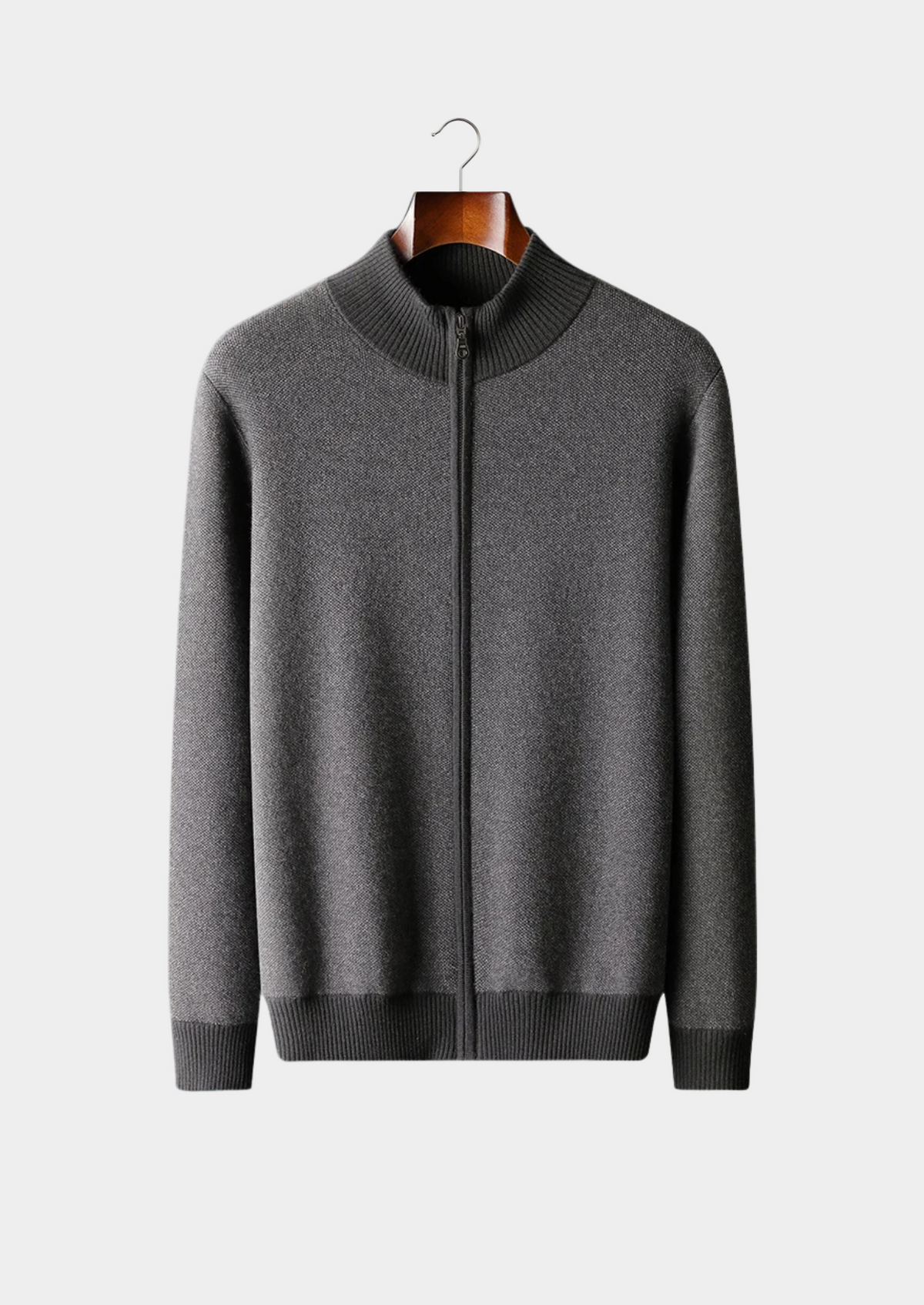 Premium Cashmere Jacquard Zip Cardigan | Arventti