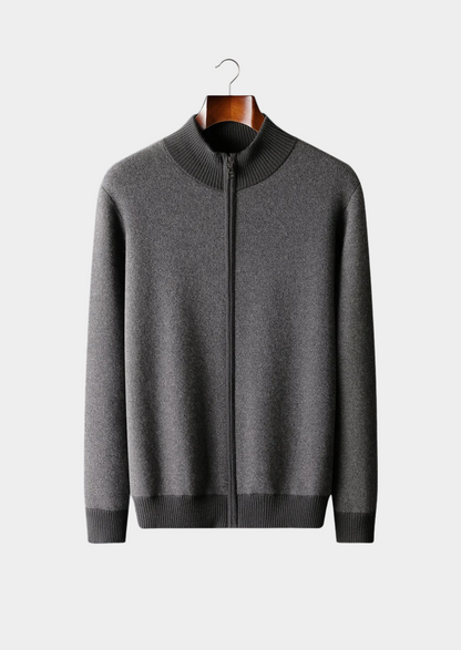 Premium Cashmere Jacquard Zip Cardigan | Arventti