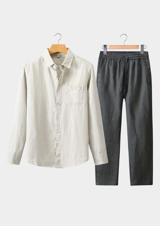 Dolcevita Longsleeve Summer Set - Beige/gray | Arventti