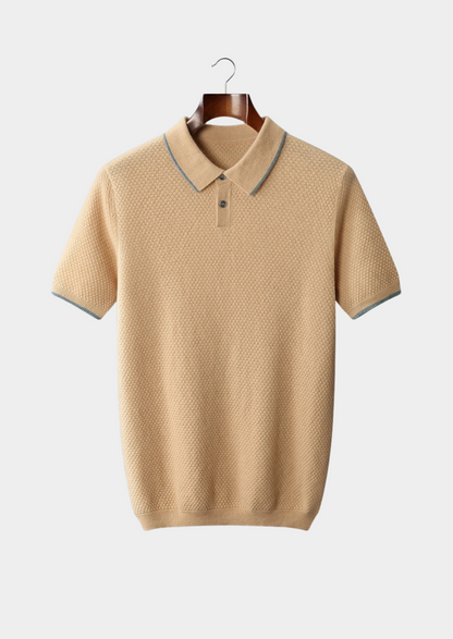 Premium Cashmere Mustard Two-Tone Polo | Arventti