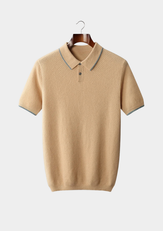 Premium Cashmere Mustard Two-Tone Polo | Arventti