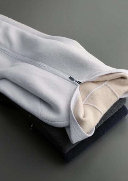 Premium Cashmere Two-Tone Zipper Hoodie | Arventti